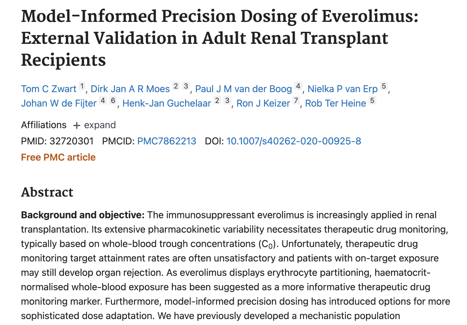 Model-Informed Precision Dosing of Everolimus: External Validation in Adult Renal Transplant Recipients