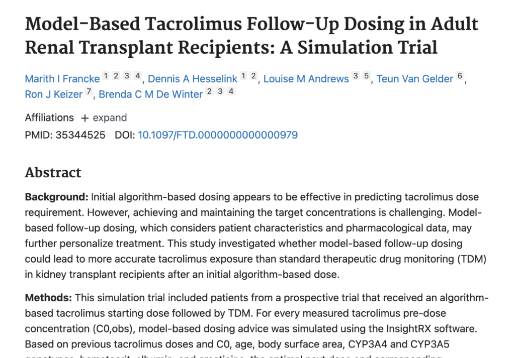 Model-Based Tacrolimus Follow-Up Dosing in Adult Renal Transplant Recipients: A Simulation Trial.