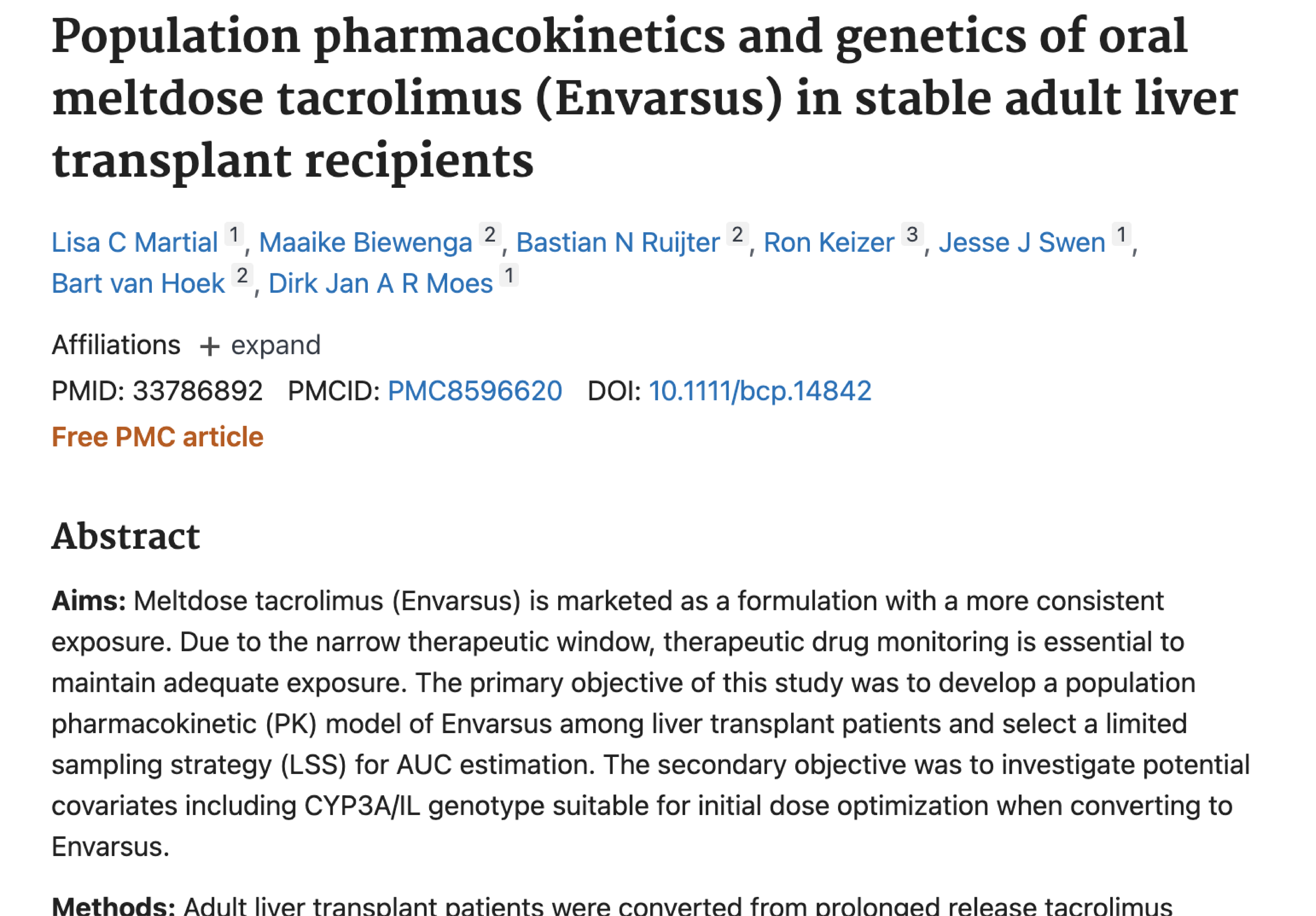 Population Pharmacokinetics and Genetics of Oral Meltdose Tacrolimus (Envarsus) in Stable Adult Liver Transplant Recipients